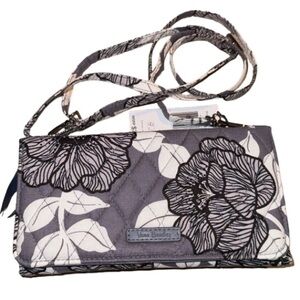 Vera Bradley crossbody Wallet purse slim NEW gray moon shadow meadow NWT